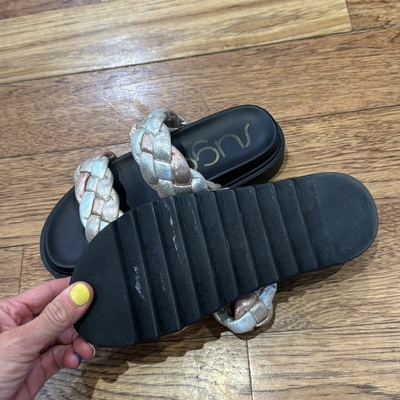 Womens Platform Sandals Slip On Braided Chunky metallic - Picture 9 of 10